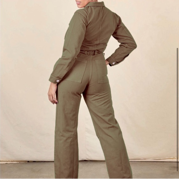 Big Bud Press Long Sleeve Everyday Jumpsuit - Khaki Grey, 1XL - Picture 3 of 4